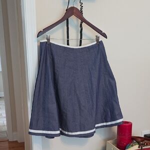 Boden Navy A-Line Skirt with White Accents